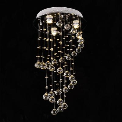 China Modern Indoor Villa Stair Chandeliers Long Pendant Lights Wedding Decoration Crystal Ball Line Chandelier Ceiling Lamp for sale