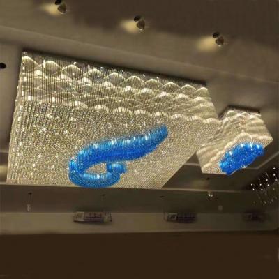 China Custom Large Modern Hotel Project Crystal Chandelier LED Light Fixture Hotel Lobby Large Hall Ceiling Lights for sale