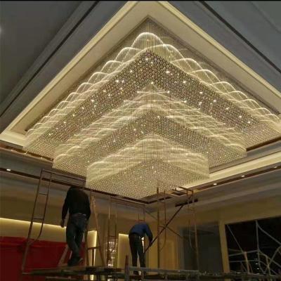 China Customized Large Hotel Modern Crystal Chandelier LED K9 Crystal Ceiling Light K9 Large Modern Contemporary Large Foyer Wedding for sale