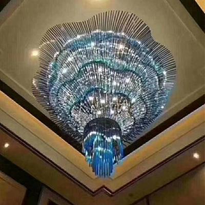 China Large Project Crystal Chandelier LED Lighting Fixture Contemporary Custom Large Hotel Lobby Hall Ceiling Lights for sale