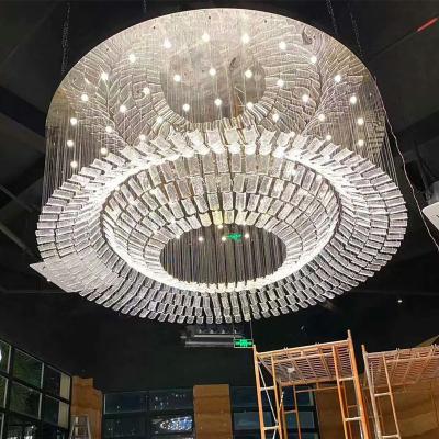 China Contemporary private hotel indoor creative lobby table sand center sales lamp custom art leaf project glass chandelier lamp for sale