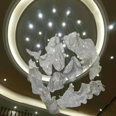 China Contemporary Customized Mesh Combination Clear Crystal Chandelier Pendant Light For Round Ceiling Hotel for sale