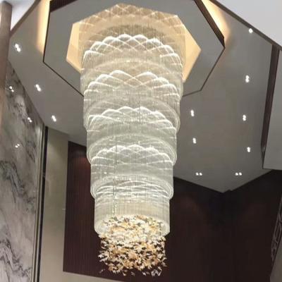 China Hotel Staircase Lights Modern Crystal Chandelier Modern Custom Luxury Large Staircase Lamp for sale