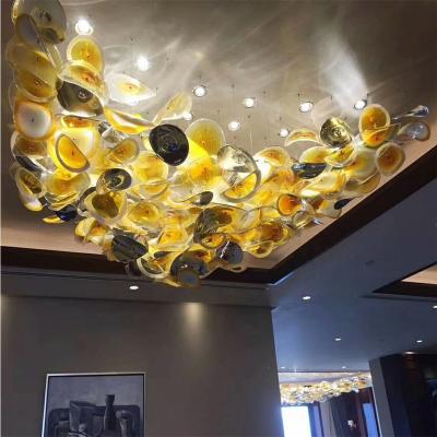 China Lotus Leaf Shape Contemporary Customizable Artistic Glass Personalized Pendant Light Chandeliers for sale