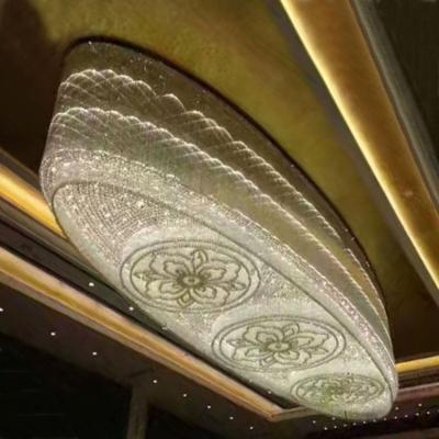 China Large Contemporary Flush Mount Project Banquet Hall Decorative Lamp Elliptical/Oval Crystal Chandelier Pendant Light for sale