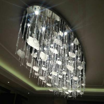 China Customized Modern Oval Crystal Chain Glass Chandelier For Villa Hotel Lobby for sale