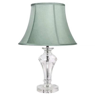 China Not Dimmable Hotel Bedside Decoration Fabric Shade Clear Crystal Table Lamps for sale