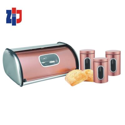 China Freshness Preservation Stainless Steel Food Storage Effect Bread Box and Copper Canister Set for sale