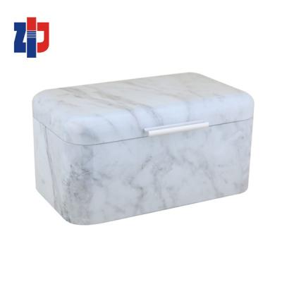 China New Fresh Preservation Food Storage Bin Design Marble Effect Metal Bread Bin for sale