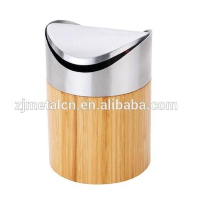 China Eco-friendly Feature Sustainable Feature Bamboo Swing Lid Trash Can Mini Waste Bin/Kitchen Trash Can /Garbage Can for sale