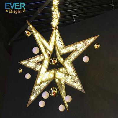 China Commercial use 3ft warm white acrylic 3d led star hanging pattern for sale