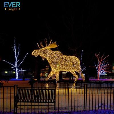 China Commercial Use Led Sculpture 3d Animal Pattern Christmas Light With Decoration Deer 3D LED Moose Pattern Lights for sale