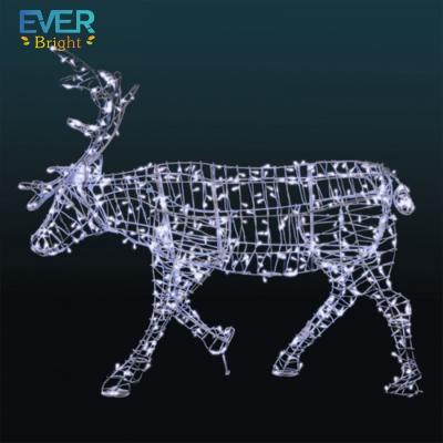 China Commercial Use 3D Christmas Motif Lit Animated 3D Reindeer LED Moose Sculpture Lights for sale