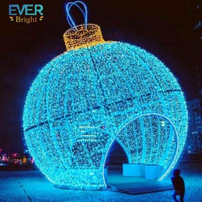 China Outdoor Commercial Use Led Giant 15ft Metal Patterns Mall Christmas Ball Ornament Decoration 12ft for sale