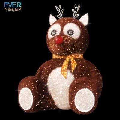 China Large Commercial Use 3d Led Christmas Bear Decoration Led Pattern Lights For Street for sale