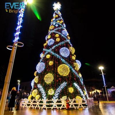 China Outdoor Holiday Decoration 5m 6m Large Green Artificial Led Christmas Tree 7m With Lights IP68 for sale