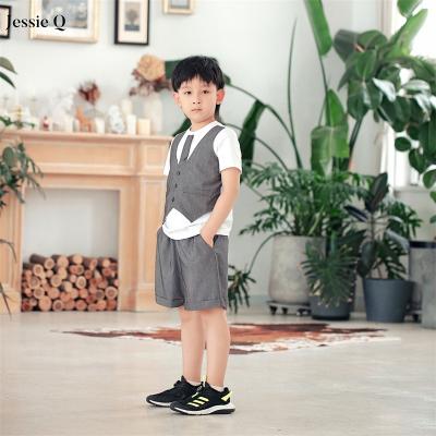 China Breathable Gentleman Boy Two-Piece Suit Boy Casual Outfit Sets Short Sleeve Shirt Kids Clothing Sleeved Shirt Shorts Two-Piece Suit for sale