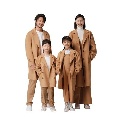 China Winter khaki men women wool coat kids woolen coat Parent-child sustainable outfit outwear winter casual coat lapel collar long for sale