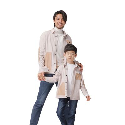 China Sustainable Family Suits Overshirt Jackets Anti-Wrinkle Overshirt Leisure Long Sleeve Shirt Matching Jacket for sale