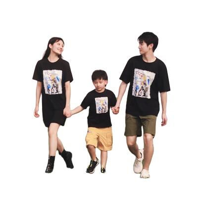 China Oversized man matching anti-pilling outfits family anti-pilling outfits family girl children girl cartoon print dress cartoon T-shirt for sale