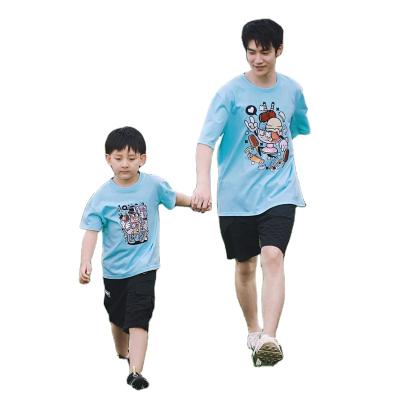 China Oversized Boy Son T-shirt Cartoon Crewneck Men's T-shirt Cartoon Summer Anti-pilling Matching Shirt Father for sale