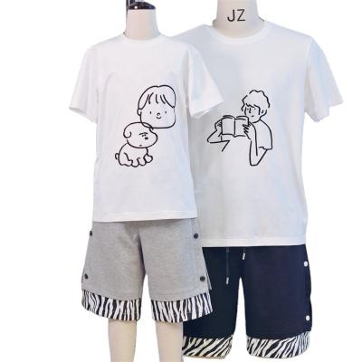 China Summer High Quality Cartoon Clothing Father Son Anti-pilling T-shirt Kids Boys White T-shirt for sale