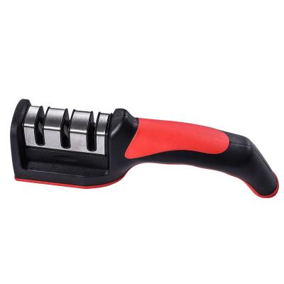 China Viable Multifunctional Kitchen Tools Grade 3 Handle Knife Sharpener Non-Slip Rubber Portable Hand Held Sharpener for sale