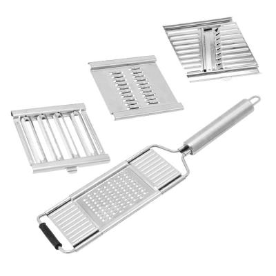 China Viable Multifunctional Dish Vegetable Zester Slicer Grater Cleaver 3 Or 4 In 1 Cheese Stainless Steel Grater for sale