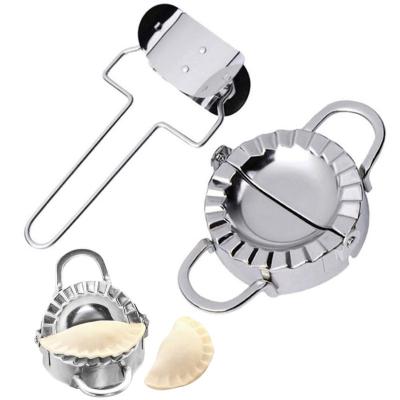 China 2pcs/set Stainless Steel Dumpling Maker Dough Cutter Pie Ravioli Dumpling Mold Kitchen Viable Pastry Tools Accessories Cutter Tool for sale