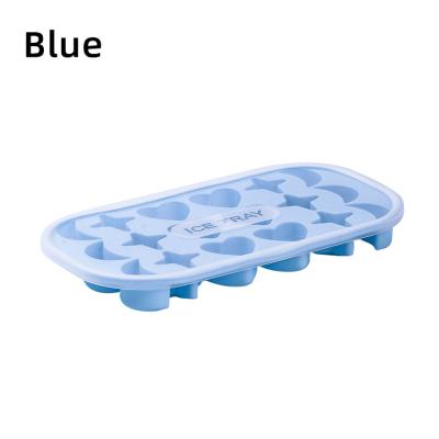 China 16 Grid Compartment Diy Viable Ice Maker Mold Soft Silicone Personalized Heart Shape Ice Cube Tray With Lid for sale