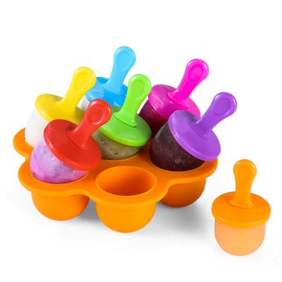 China Viable 7 Cavity Food Grade Silicone Ice Cream Maker Mini Silicone Ice Cream Popsicle Mold for sale