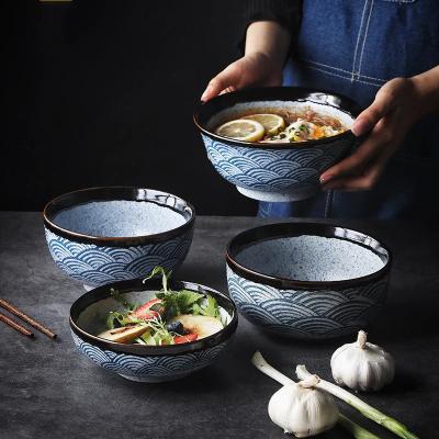 China Viable The Latest Design Restaurant Kitchen Japanese Ceramic Salad Soup Rice Bowl Ramen Bowl Set Porcelain Bowl for sale