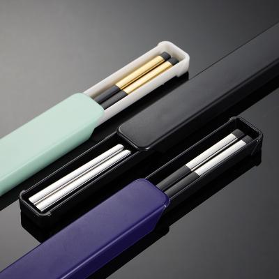 China Sustainable Reusable Custom Square Shape Cute Luxury Titanium Plated Color Stainless Steel A Non-Slip Wand Pair For Wedding Gift for sale