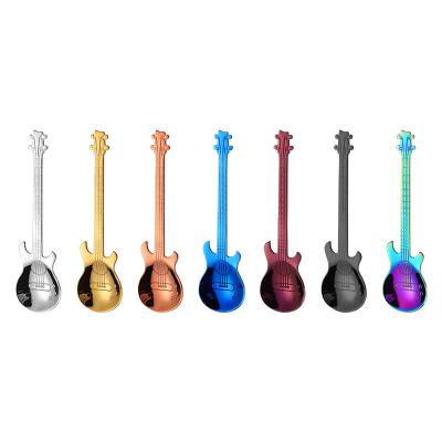 China Viable Guitar 304 Stainless Steel Spoons For Coffee Tea Salad Dessert Ice Cream Table Spoons Flatware for sale