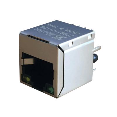 China PCB 51F-1210GY2D2NL 10/100 BASE-TX Single Filtered 180 Degree RJ45 Connector for sale