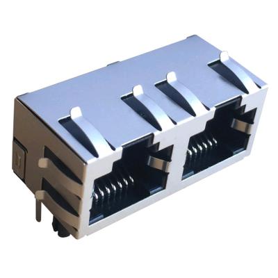 China HCJT2-802SK Tab Up 1X2 Port 8P8C Without Magnetics LED RJ45 Connector HCJT2-802SK for sale