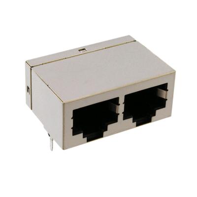 China RJ45 Horizontal Jack 1x2 Port 8P8C Tab Down 615016137621 Modular RJ45 Connector for sale