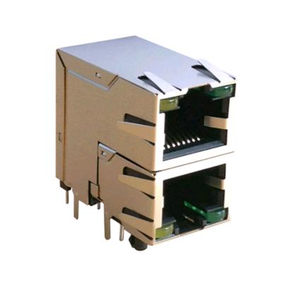 China RJSAE-538A-02 Without 8P8C Magnetic Type RJ45 Modular Jack 2x1 PCB Port Slot Connector for sale