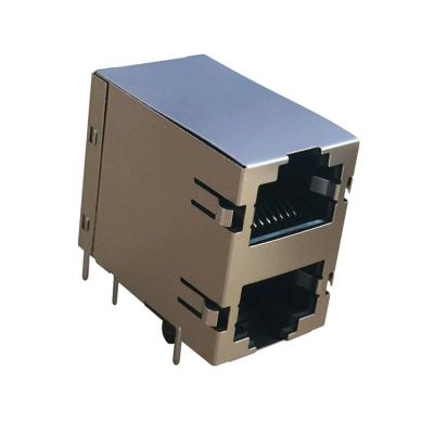 China 615016240521 RJ45 Jack &Down 2x1 Port RJ45 Connector 615016240521 Shielded Stacked Up for sale