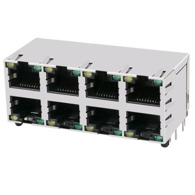 China HCJ24-802SK-L12 8P/8C Shielded 2x4 RJ45 Stacked and Single Gang Ethernet Connectors HCJ24-802SK-L12 for sale