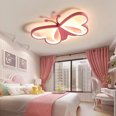 China Modern Led Ceiling Lamp For Kids Room Bedroom Study Nursery Dimmable Butterfly Chandelier Creative Modern Lighting Fixture for sale