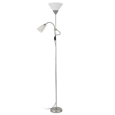 China Wholesale Minimalist Adjustable Swing Arm Metal Torchiere Floor Lamp Mother And Son Floor Lamp With Side Reading Light for sale