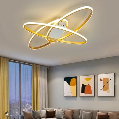 China Hotel Black/Gold Color Modern Led Ceiling Lights For Living Room Bedroom 110V 220V Chandelier Led Home Decor Dimmable Ceiling Lamp Fixtures for sale