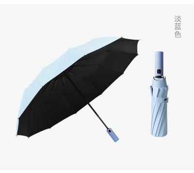 China Folding X305 Fully Automatic UV Umbrella Black Vinyl Protection Sun Rain Dual- Umbrella for sale