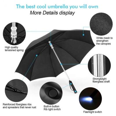 China 23inch 8K LED Light Up Umbrella with 105cm Open Diameter and Quick-Drying Pongee Fabric for sale