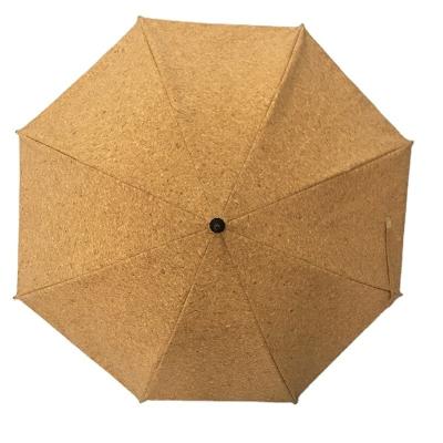 China Creative Environmental Protection Cork Fabric Sawdust Cloth Umbrella with Wooden Handle for sale