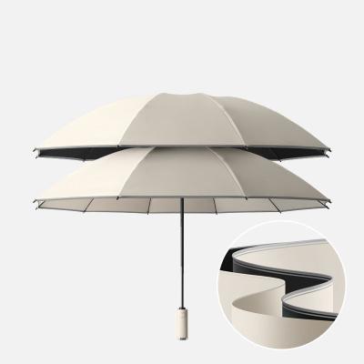 Chine Parapluie à trois couches avec pliage automatique et impression de logo personnalisé sur panneau Pongee à vendre