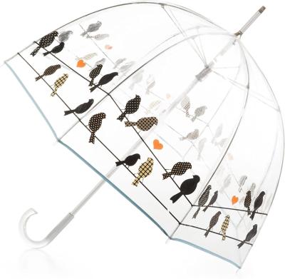 China Custom Printed Logo or Pattern Clear Dome Umbrella for Lady 23inch 8k Black Metal Frame for sale