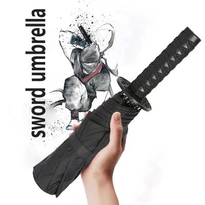 China Creative Samurai Sword Handle Umbrella for Adults Windproof Male Female Car Parasol for sale