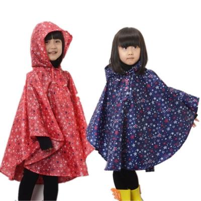 China Kindergarten Backpack for Boys and Girls Print Stars Thin Cape Raincoat Polyester for sale